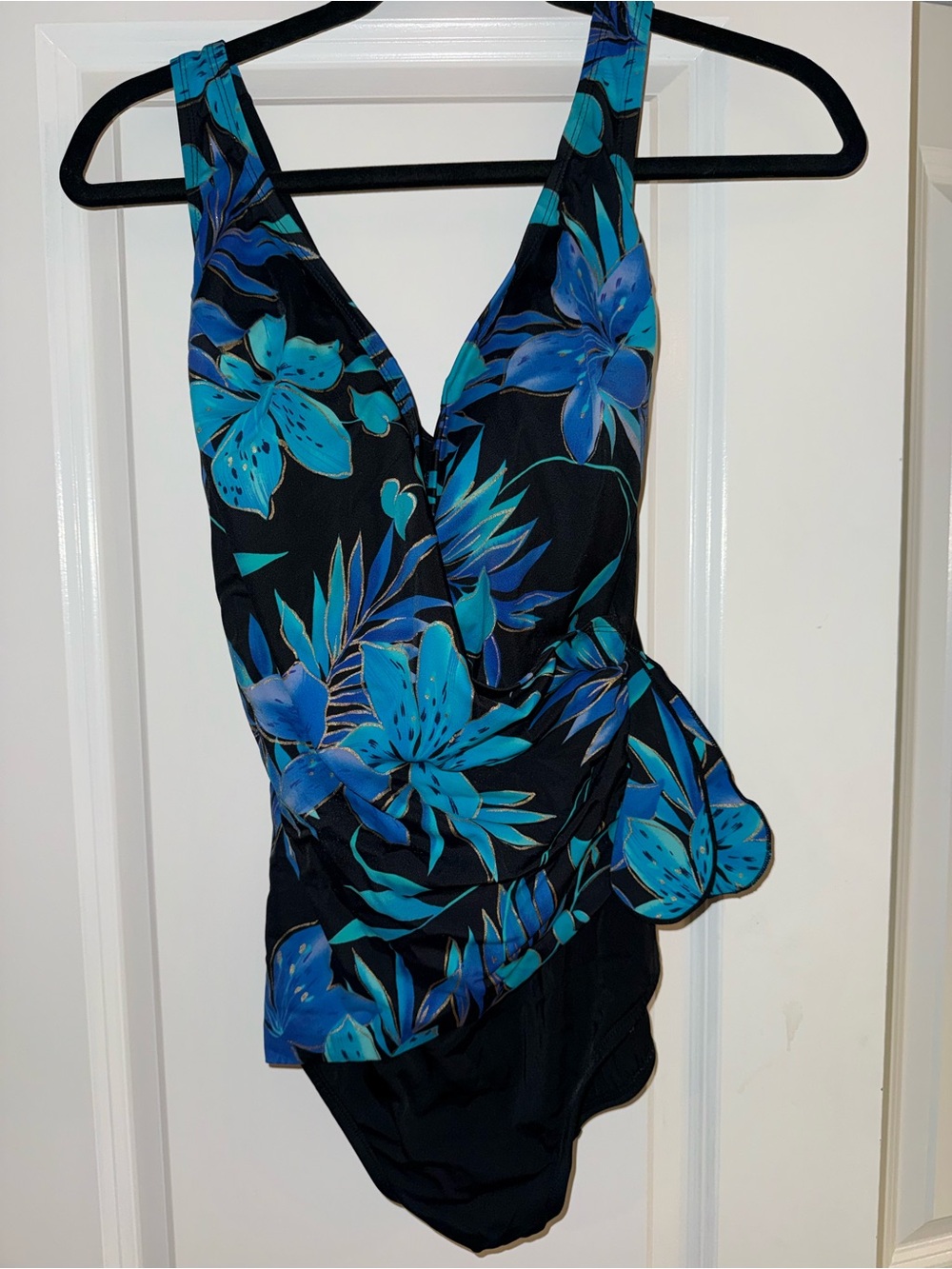 Black & Blue Floral One-Piece Swimsuit - Women